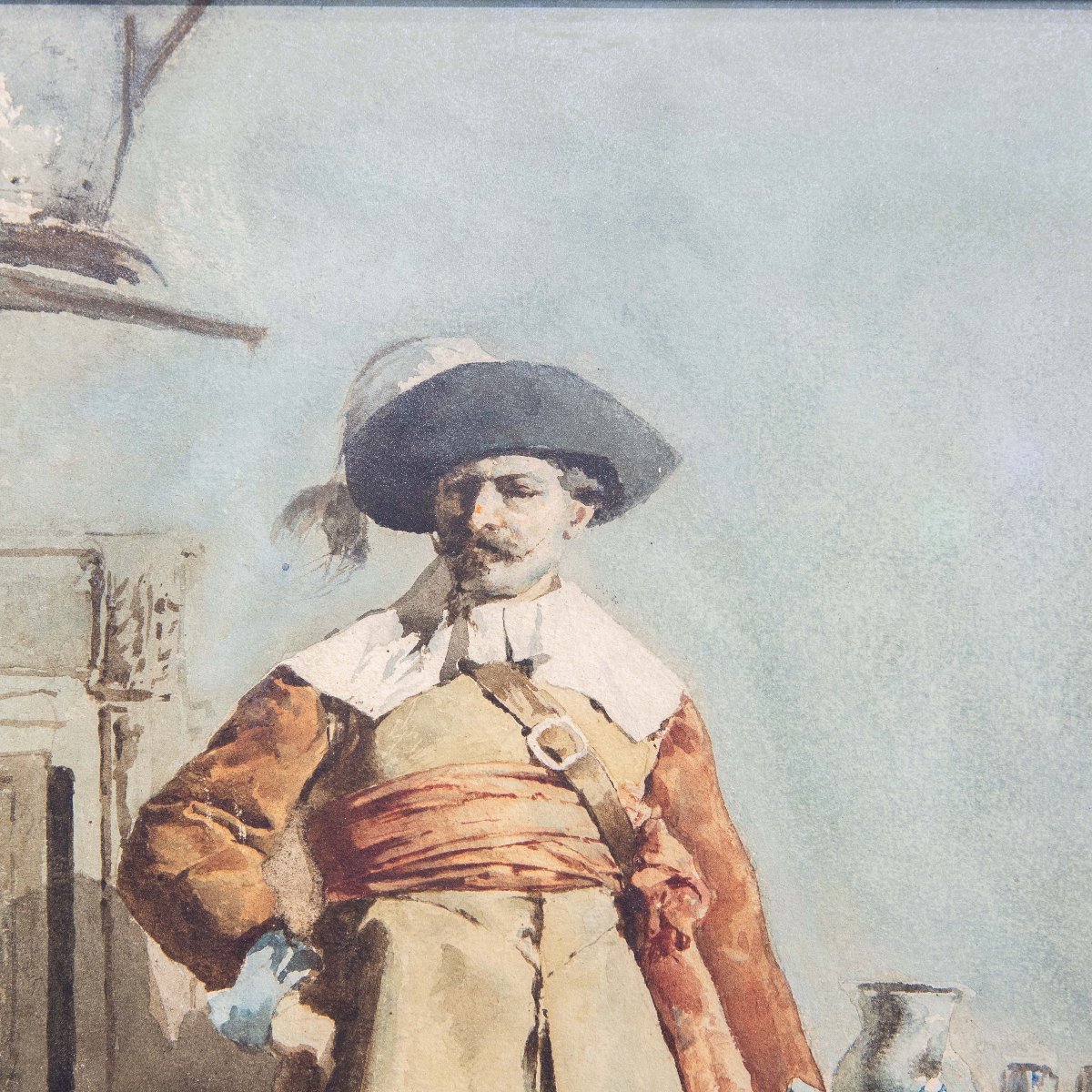 Giulio Viotti, "gentleman," Watercolor On Paper, Signed, 1873-photo-1