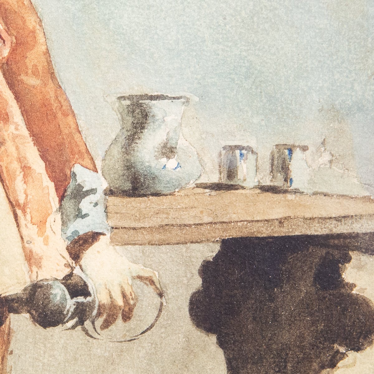 Giulio Viotti, "gentleman," Watercolor On Paper, Signed, 1873-photo-2