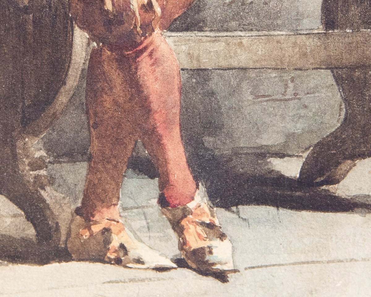 Giulio Viotti, "gentleman," Watercolor On Paper, Signed, 1873-photo-4