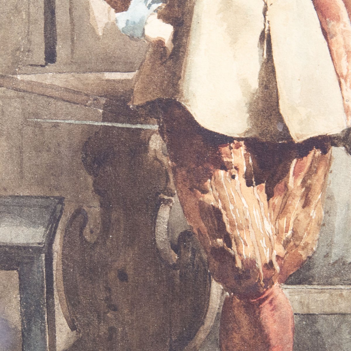 Giulio Viotti, "gentleman," Watercolor On Paper, Signed, 1873-photo-5