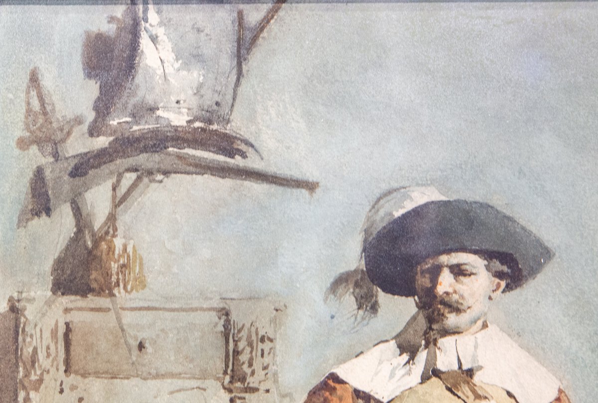 Giulio Viotti, "gentleman," Watercolor On Paper, Signed, 1873-photo-6