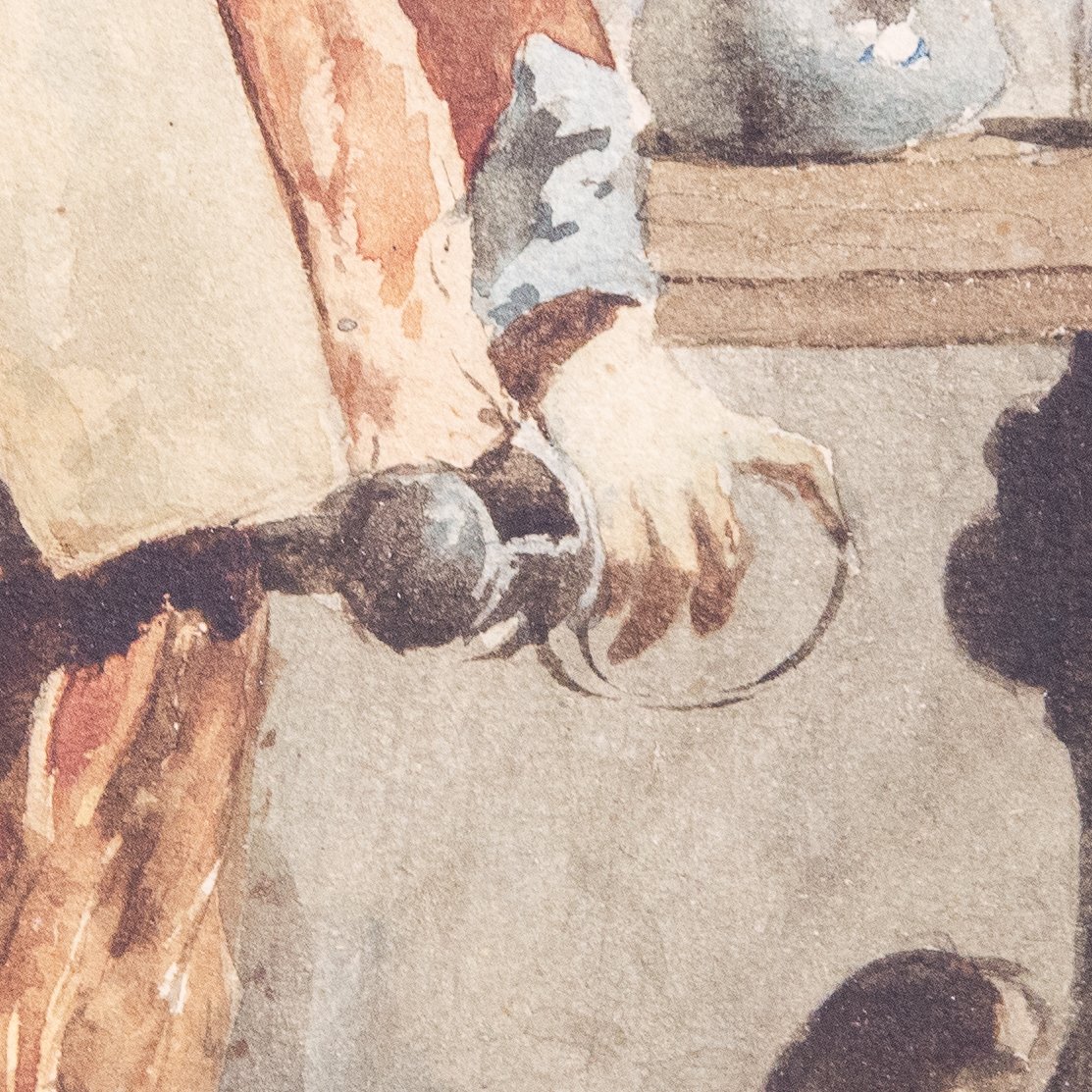 Giulio Viotti, "gentleman," Watercolor On Paper, Signed, 1873-photo-8