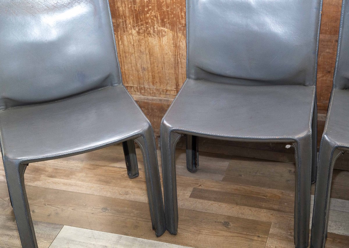 Set Of 4 "cab 412" Chairs – Mario Bellini For Cassina (1977)-photo-3