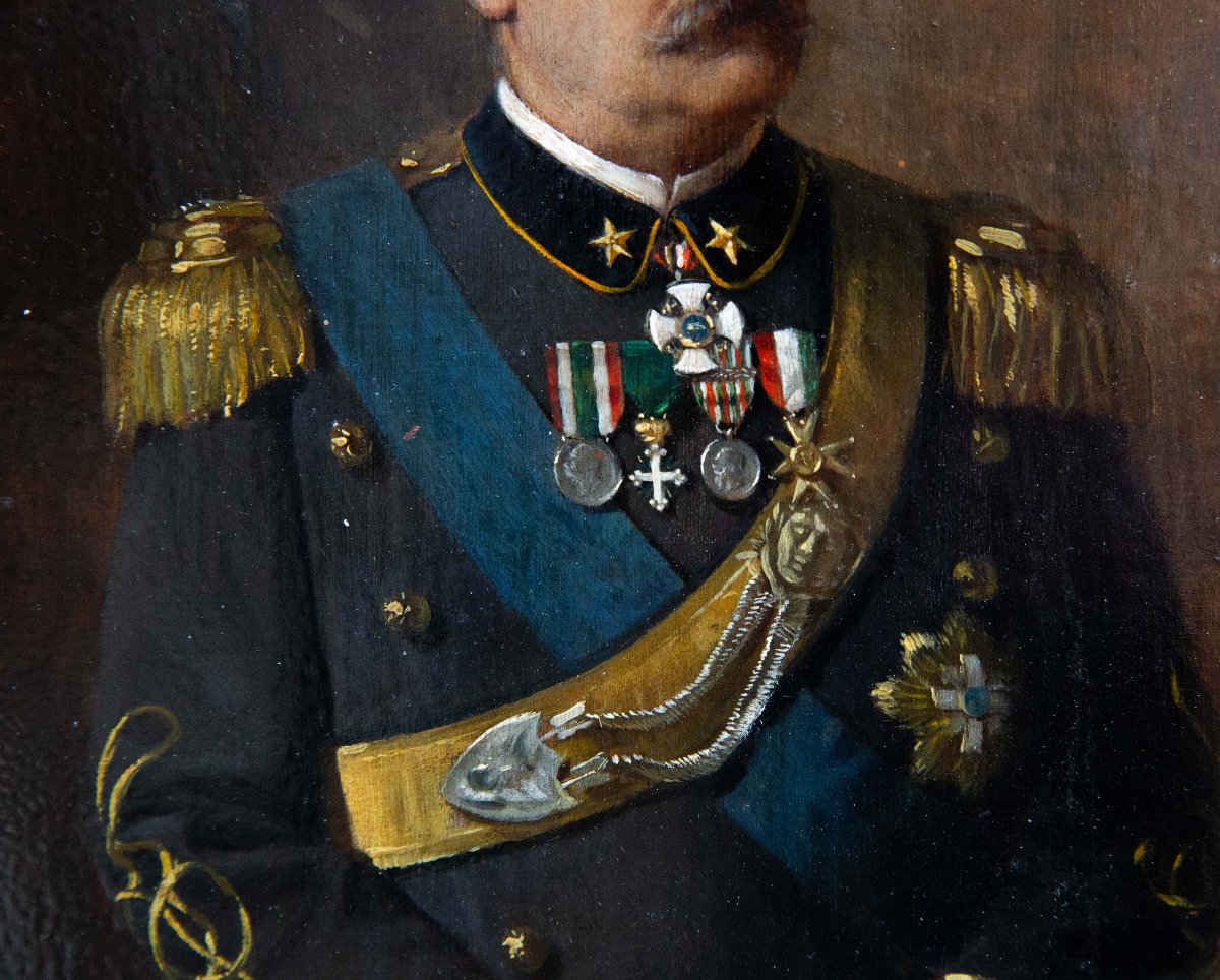 Arturo Zanieri, "francesco Siacci," Oil On Panel, Signed, 1911-photo-3