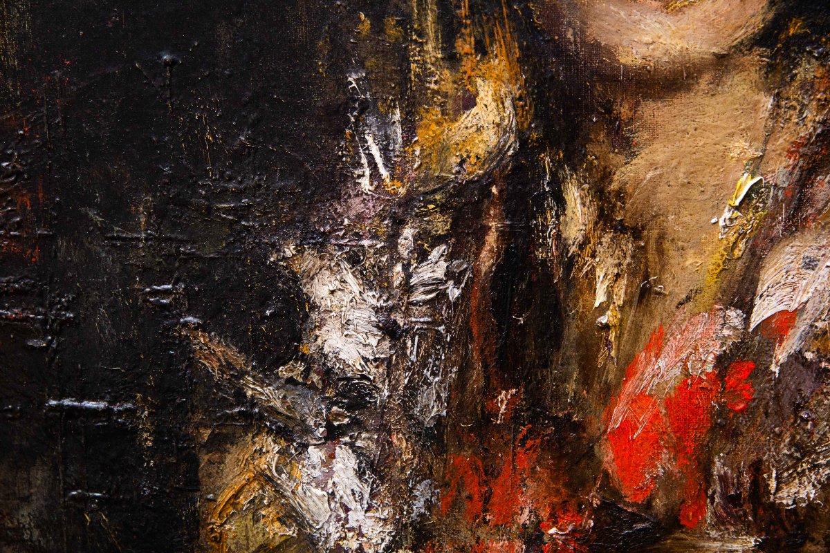 Antonio Mancini, Portrait Of Aurelia (known As La Cornacchia"), Oil On Canvas, Early 20th Centu-photo-1