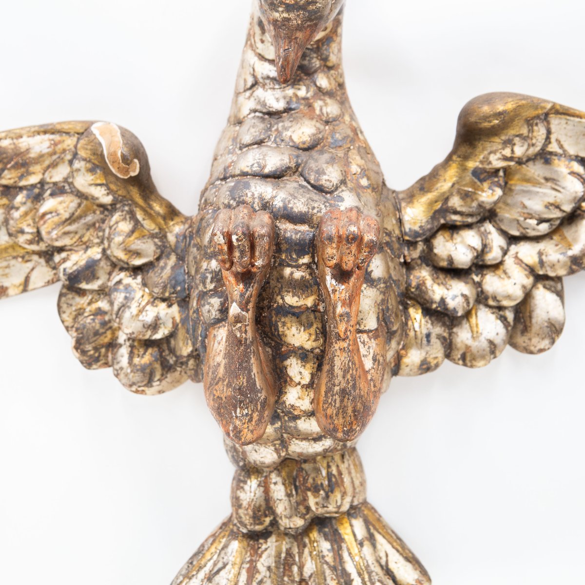 Aigle, sculpture en bois laqué, XVIIe siècle-photo-3
