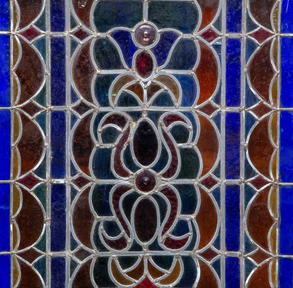 Pair Of Stained-glass Windows, Glass And Lead, 19th Century-photo-2