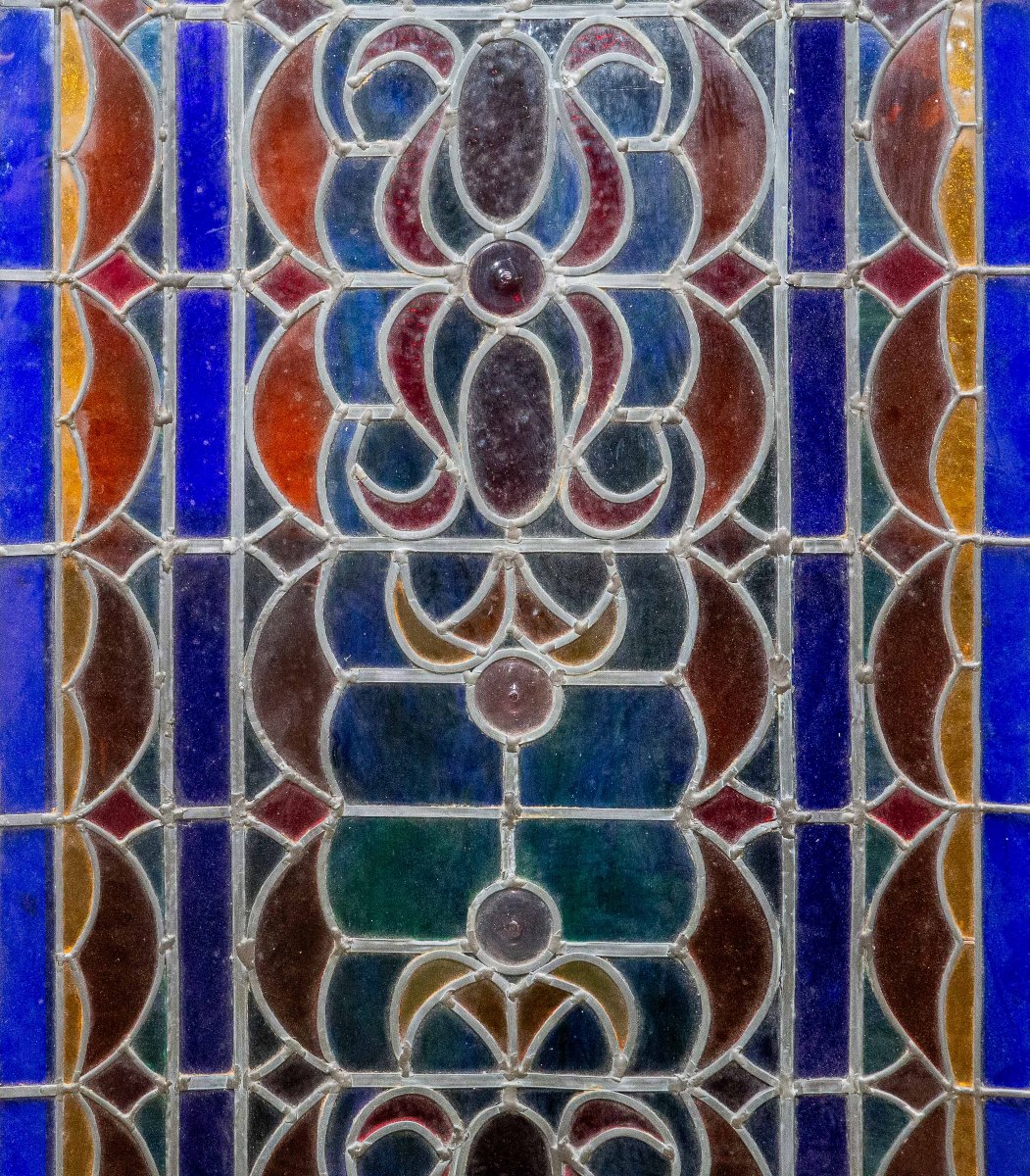 Pair Of Stained-glass Windows, Glass And Lead, 19th Century-photo-4