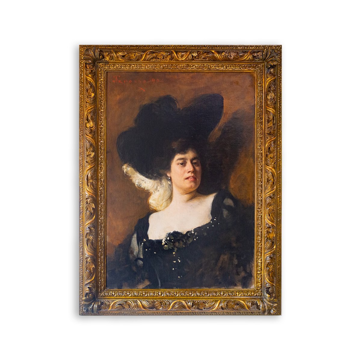  Giacomo Grosso, « Nobildonna », huile sur toile, 19(04), signée et datée-photo-2