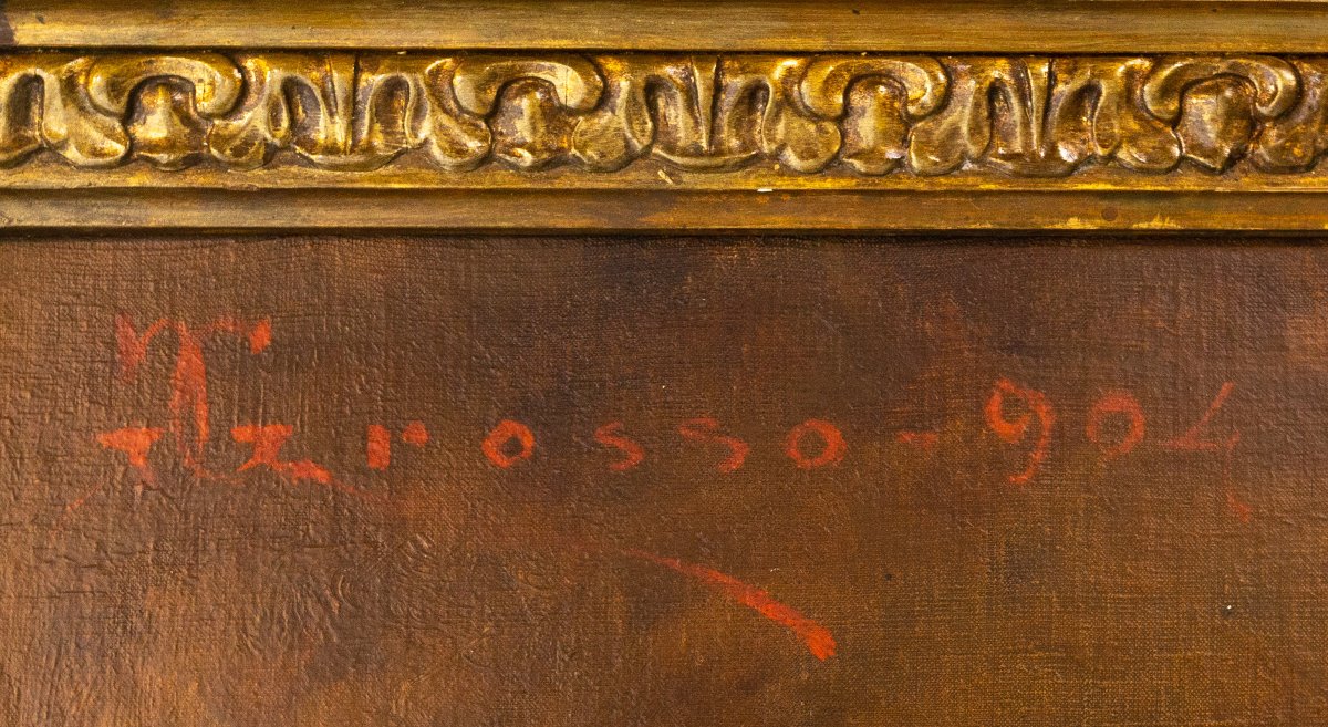  Giacomo Grosso, « Nobildonna », huile sur toile, 19(04), signée et datée-photo-3
