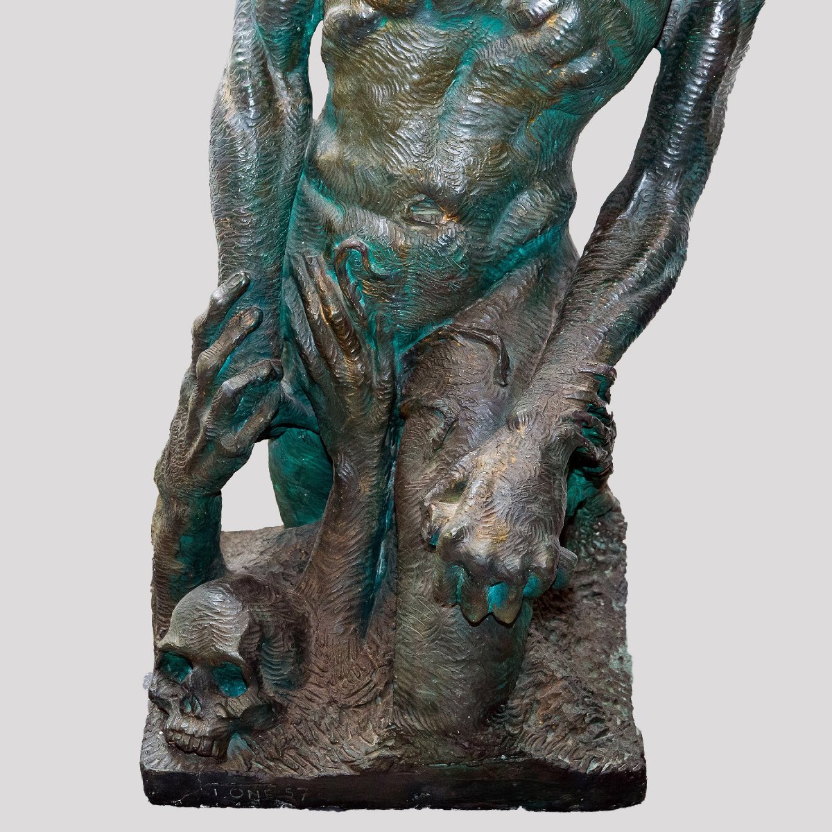Patinated Plaster Sculpture, *ultimo Sospiro*, Signed, 1957-photo-3
