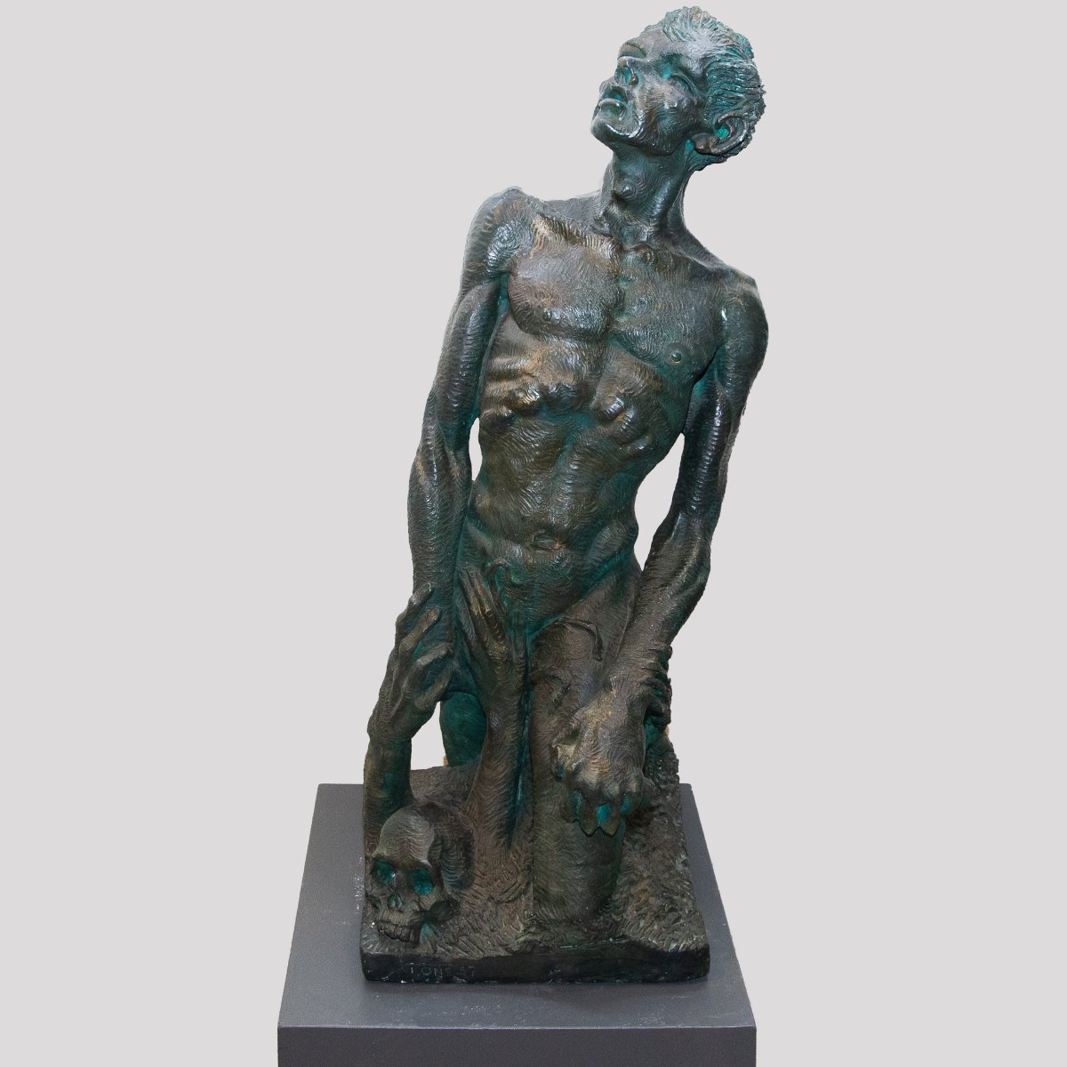 Patinated Plaster Sculpture, *ultimo Sospiro*, Signed, 1957-photo-4