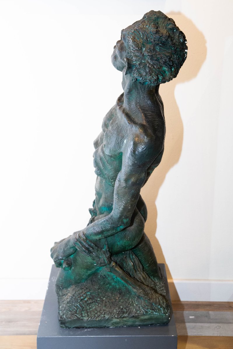 Patinated Plaster Sculpture, *ultimo Sospiro*, Signed, 1957-photo-5