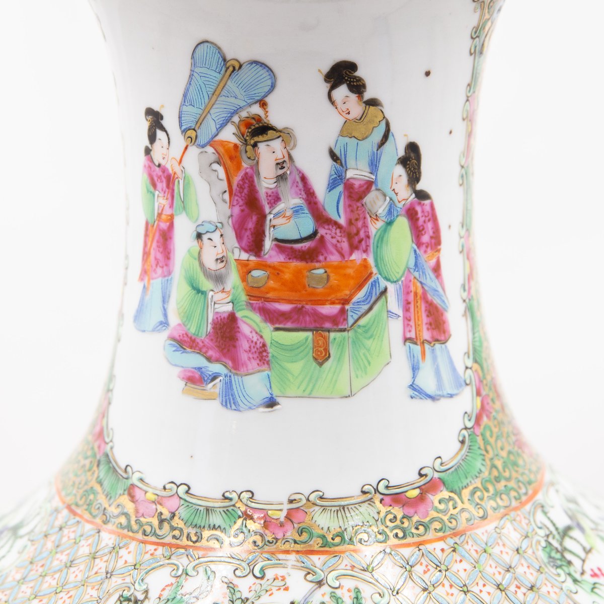 Vase chinois de style Famille Rose, Canton, fin du XIXe siècle - début du XXe siècle-photo-2