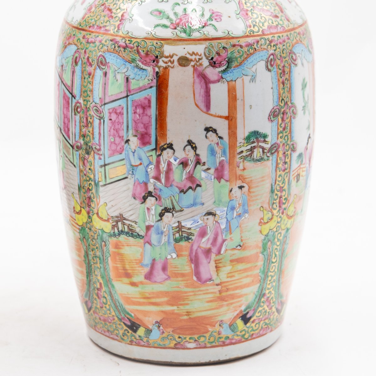 Paire de vases chinois de Canton de la famille rose, XIXe/XXe siècle  -photo-2