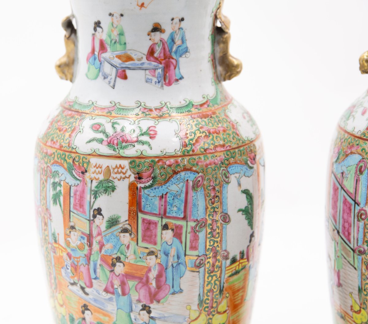 Paire de vases chinois de Canton de la famille rose, XIXe/XXe siècle  -photo-3