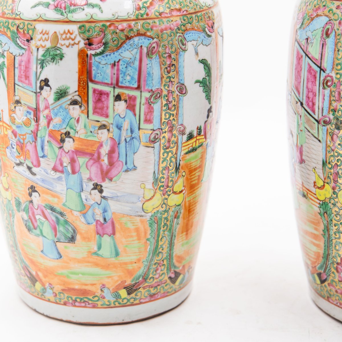 Paire de vases chinois de Canton de la famille rose, XIXe/XXe siècle  -photo-4