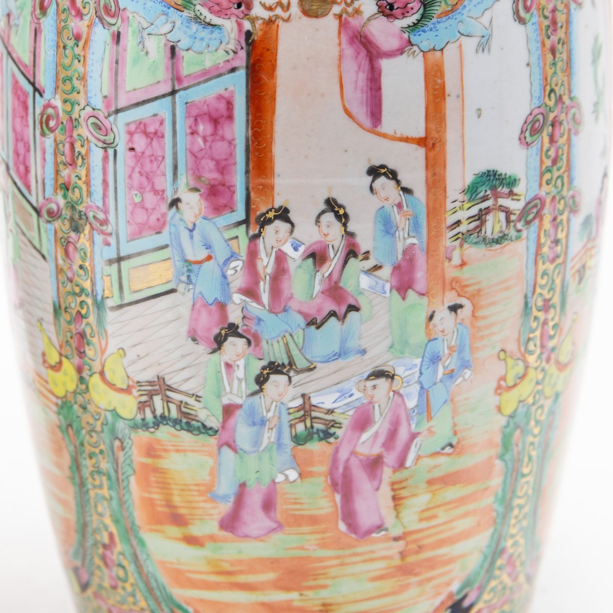 Paire de vases chinois de Canton de la famille rose, XIXe/XXe siècle  -photo-2