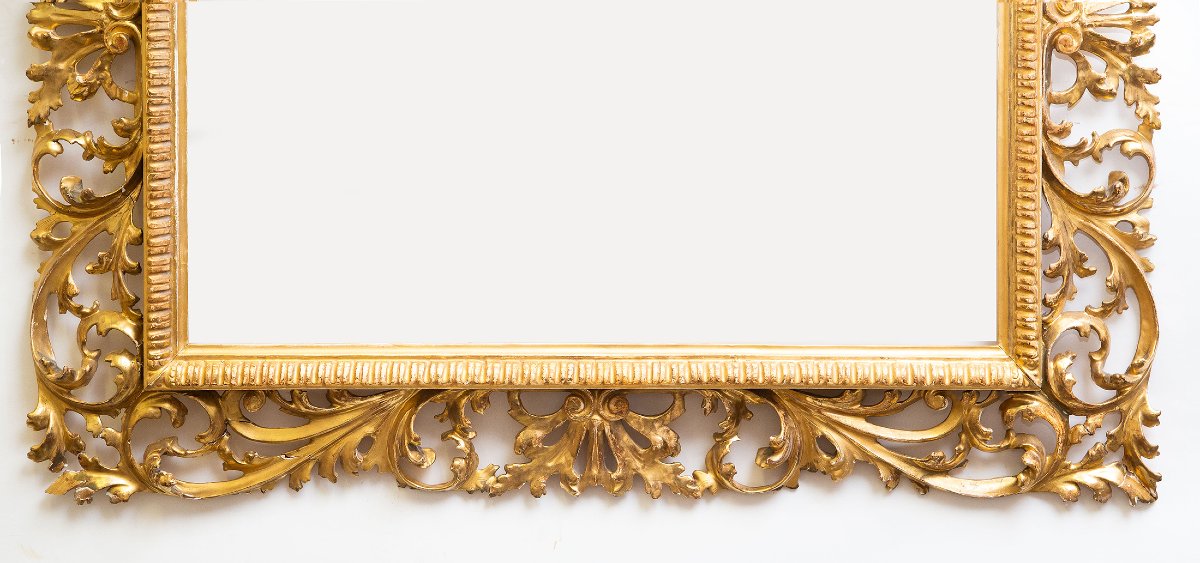Miroir en bois doré, finement sculpté, XIXe siècle-photo-2