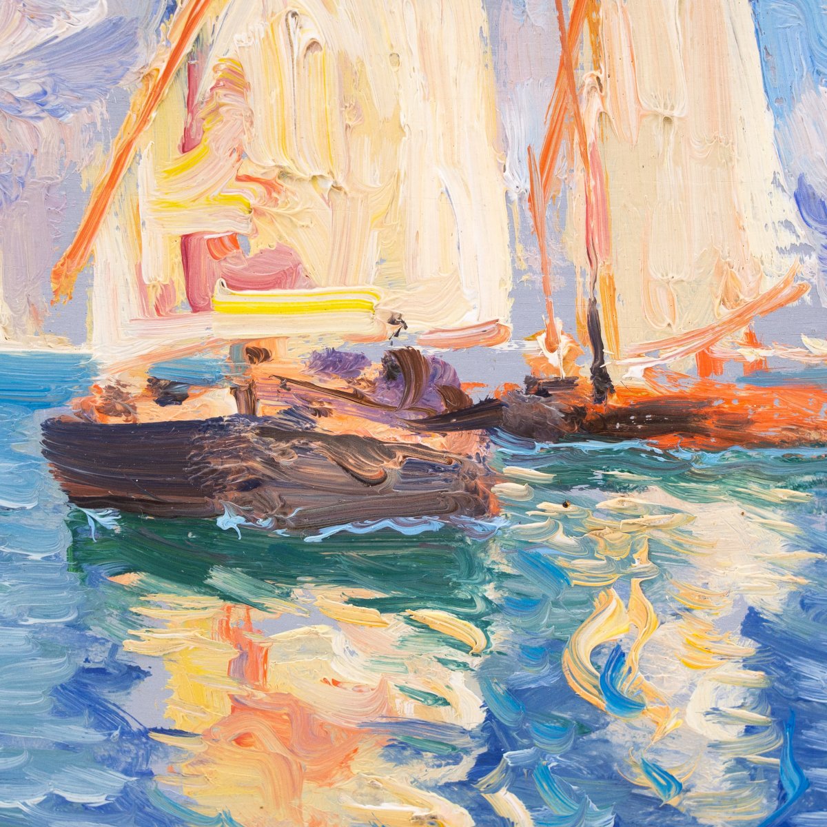 Fausto Pratella, Oil On Panel, "seascapes," Signed, Early 1900s-photo-1