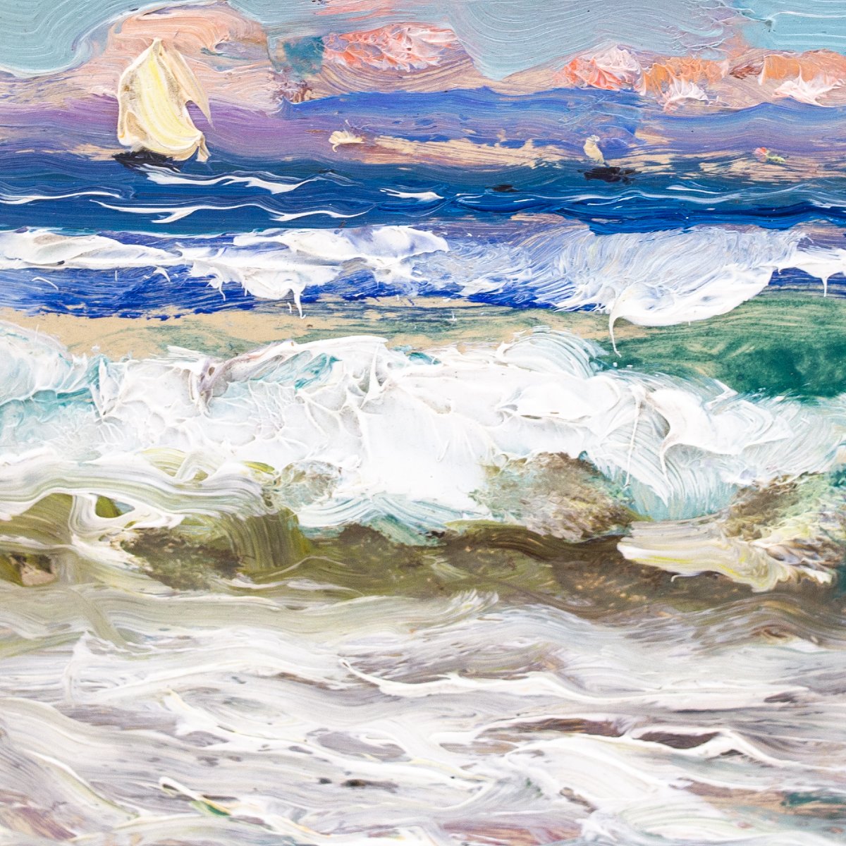 Fausto Pratella, Oil On Panel, "seascapes," Signed, Early 1900s-photo-6