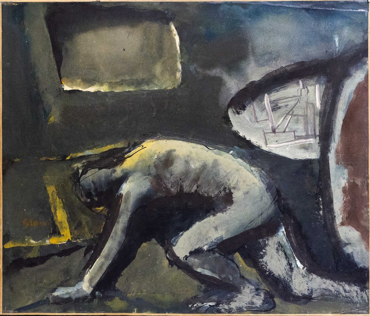 Mario Sironi, « Composition avec personnage »,  signé, vers 1948/1952