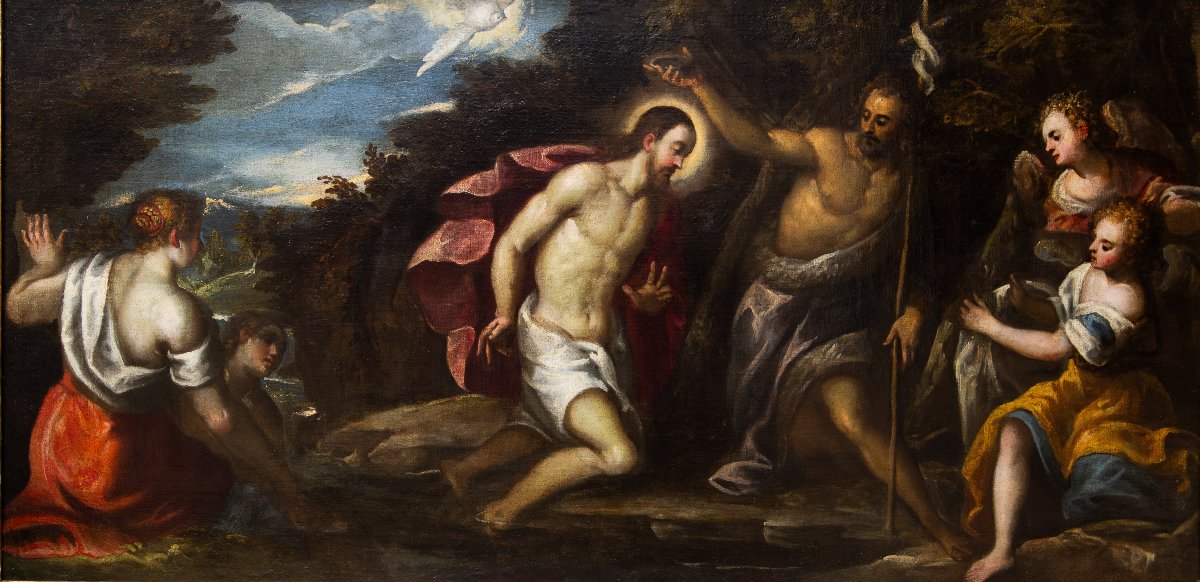 The Baptism Of Christ, Oil On Canvas, 18th Century
