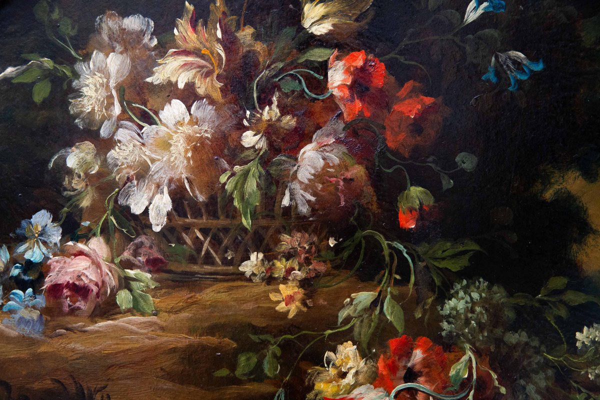 Francesco Bosso, « Paire de natures mortes florales », huile sur carton, XXe siècle -photo-6
