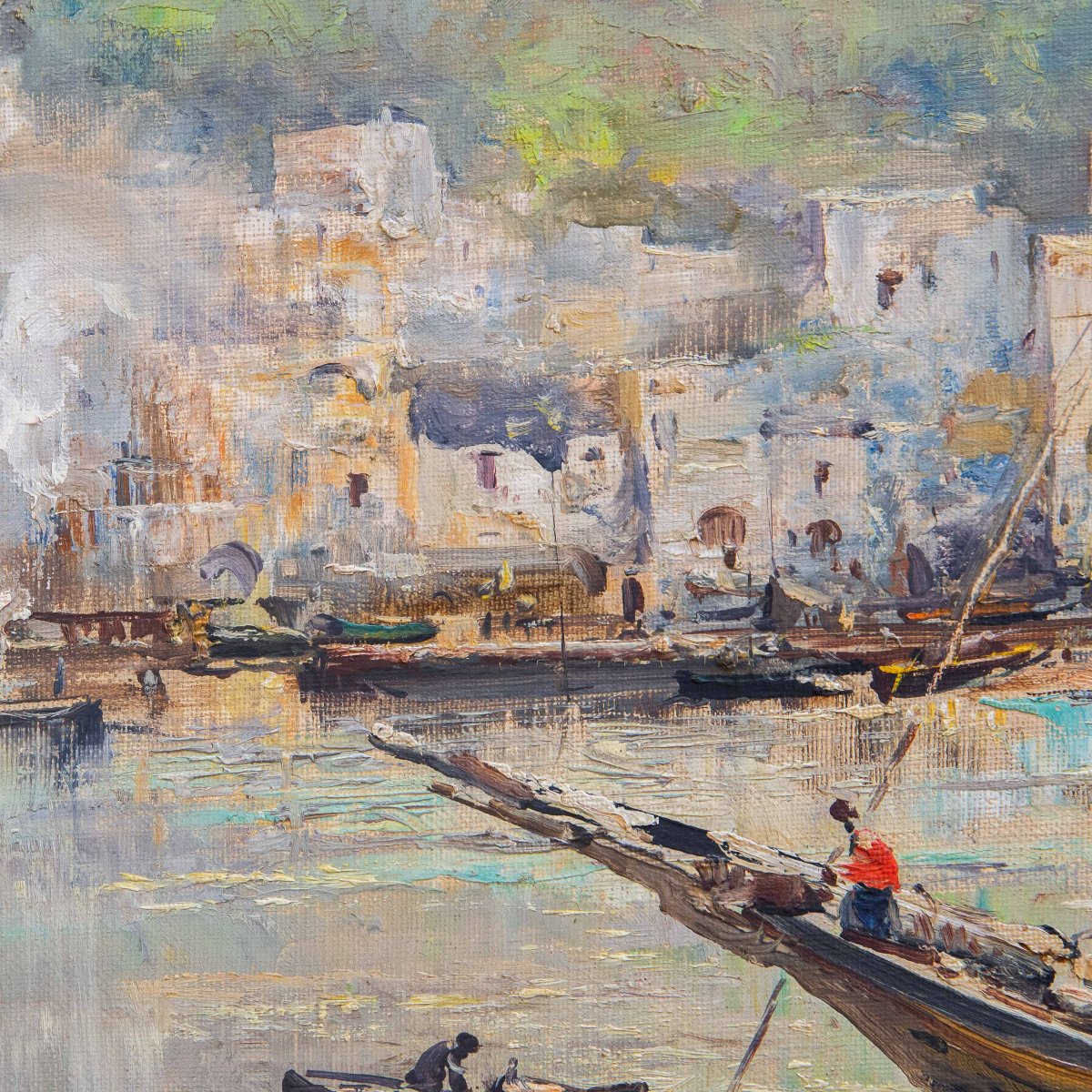 Guido Odierna, « Porto di Capri », huile sur toile, signée, XXe siècle-photo-4