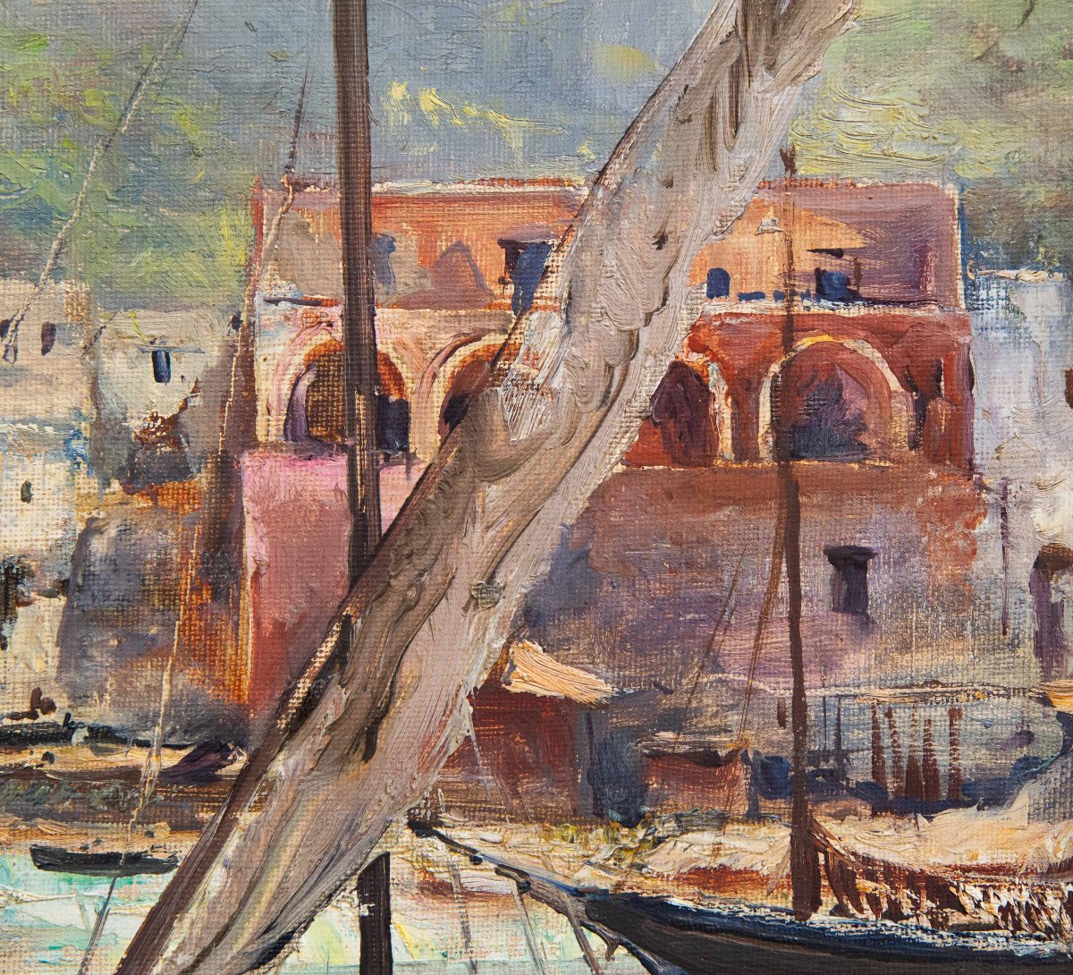 Guido Odierna, « Porto di Capri », huile sur toile, signée, XXe siècle-photo-6