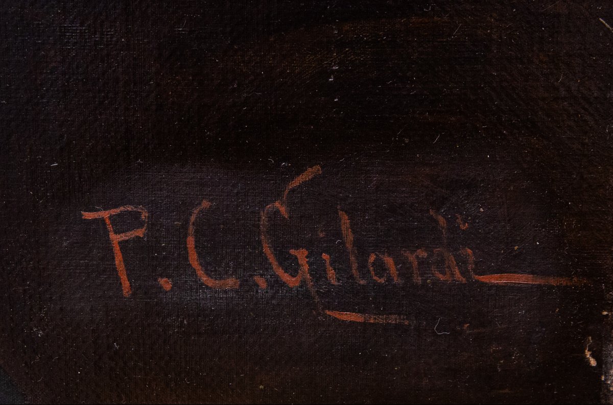 Pier Celestino Gilardi, « La marquise de Cherasco », huile sur toile, signée, XIXe siècle-photo-3