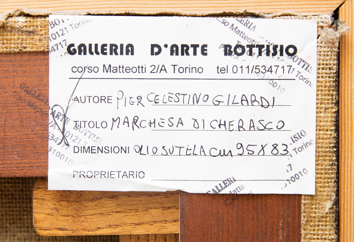 Pier Celestino Gilardi, « La marquise de Cherasco », huile sur toile, signée, XIXe siècle-photo-8
