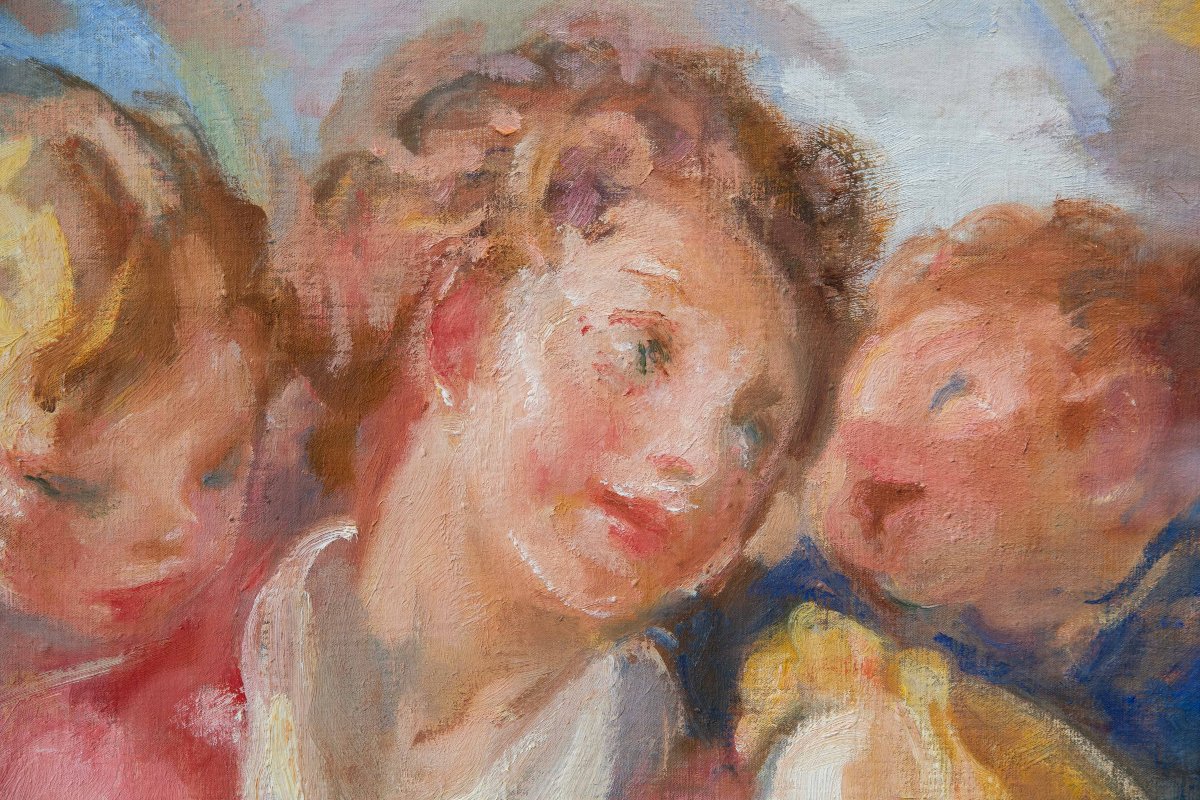 Mario Micheletti, Oil On Plywood, Signed, 20th Century-photo-1