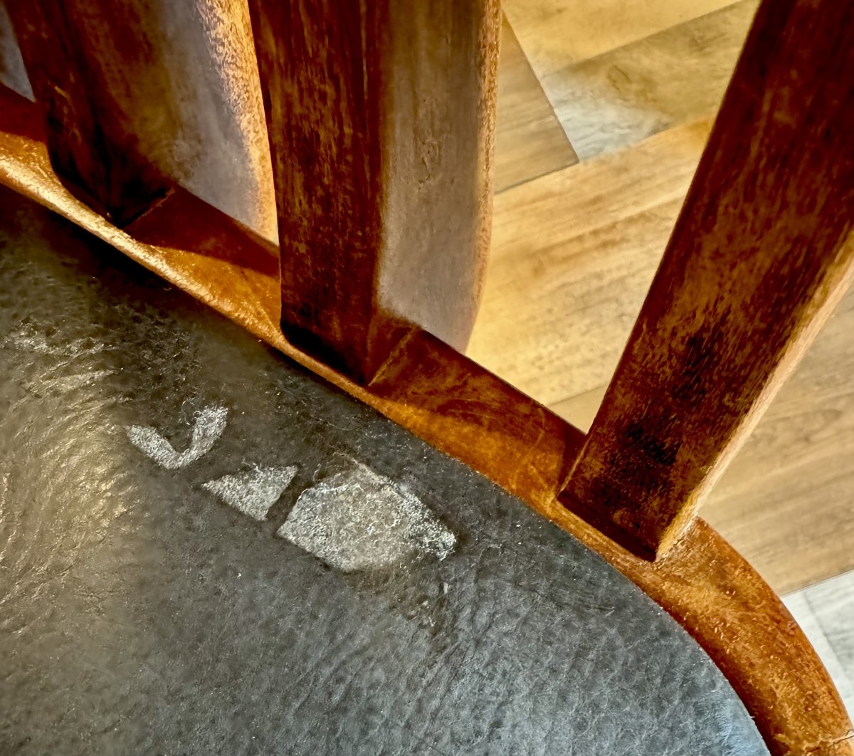Lot de 6 chaises design, en acajou et sky, années 50-photo-8