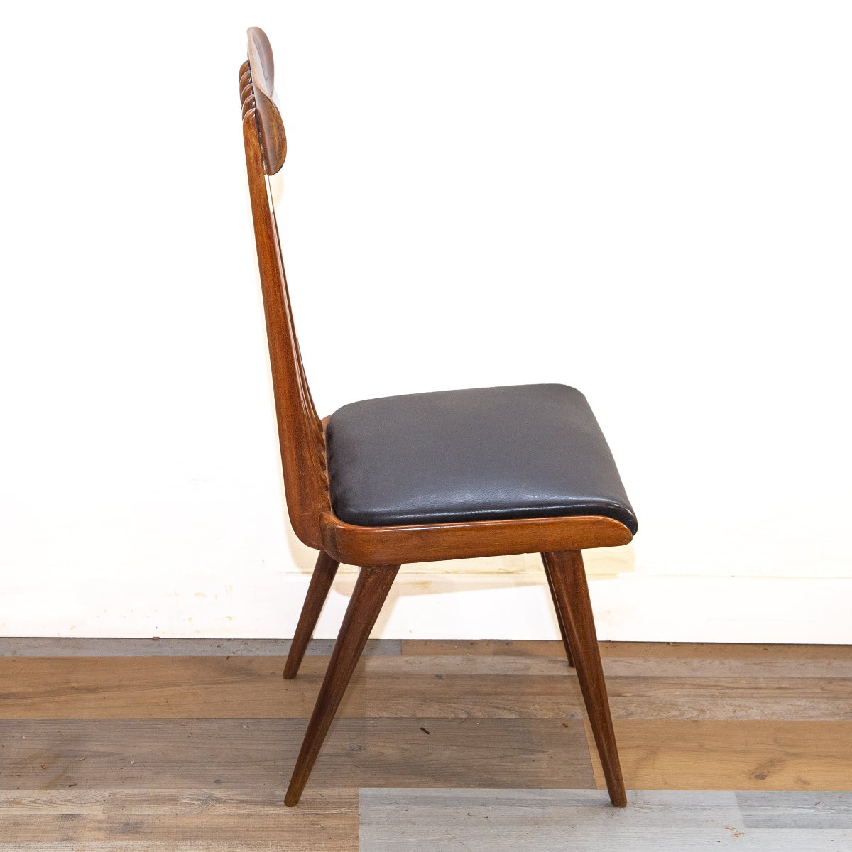Lot de 6 chaises design, en acajou et sky, années 50-photo-2