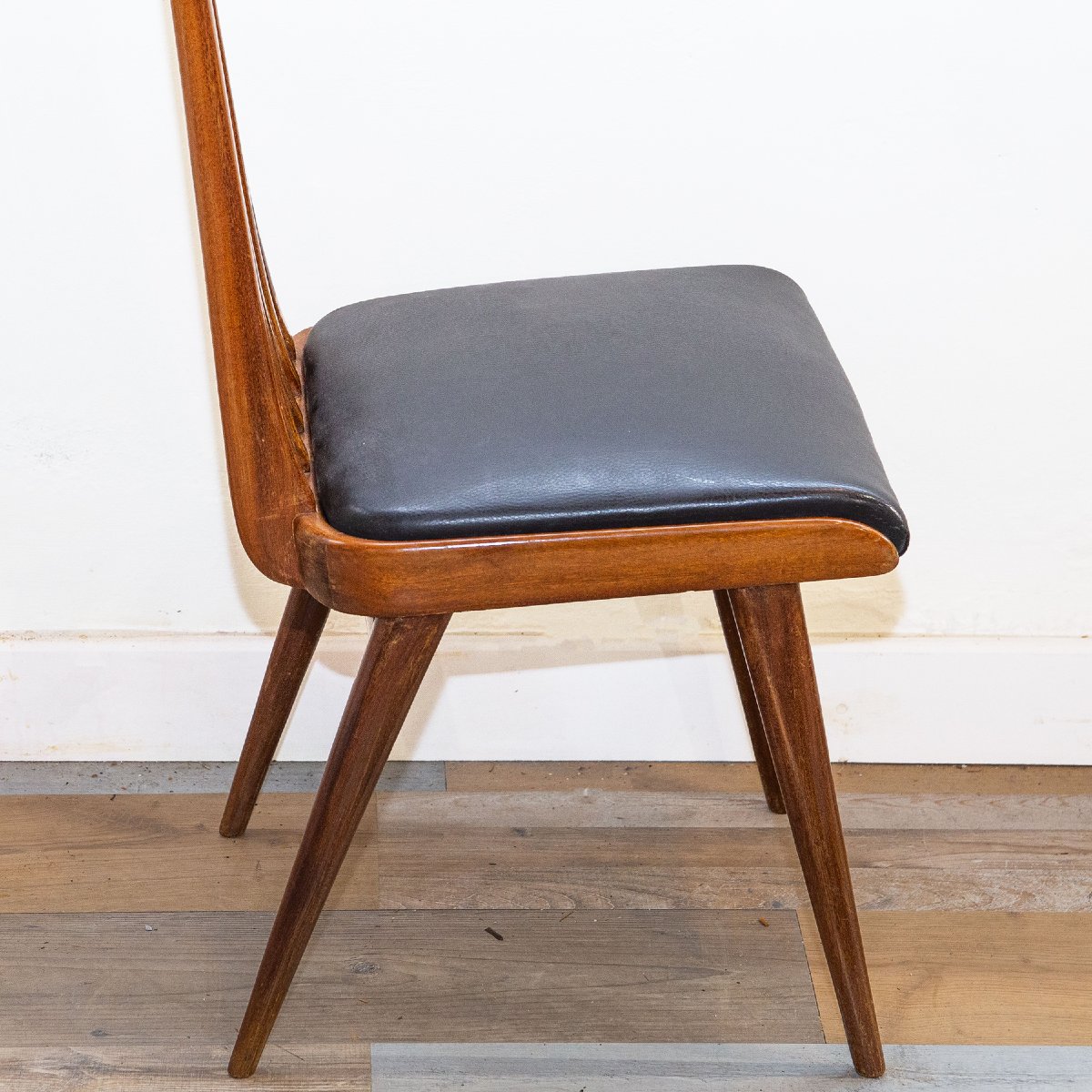 Lot de 6 chaises design, en acajou et sky, années 50-photo-3