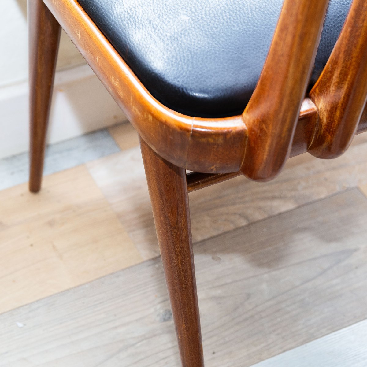 Lot de 6 chaises design, en acajou et sky, années 50-photo-6