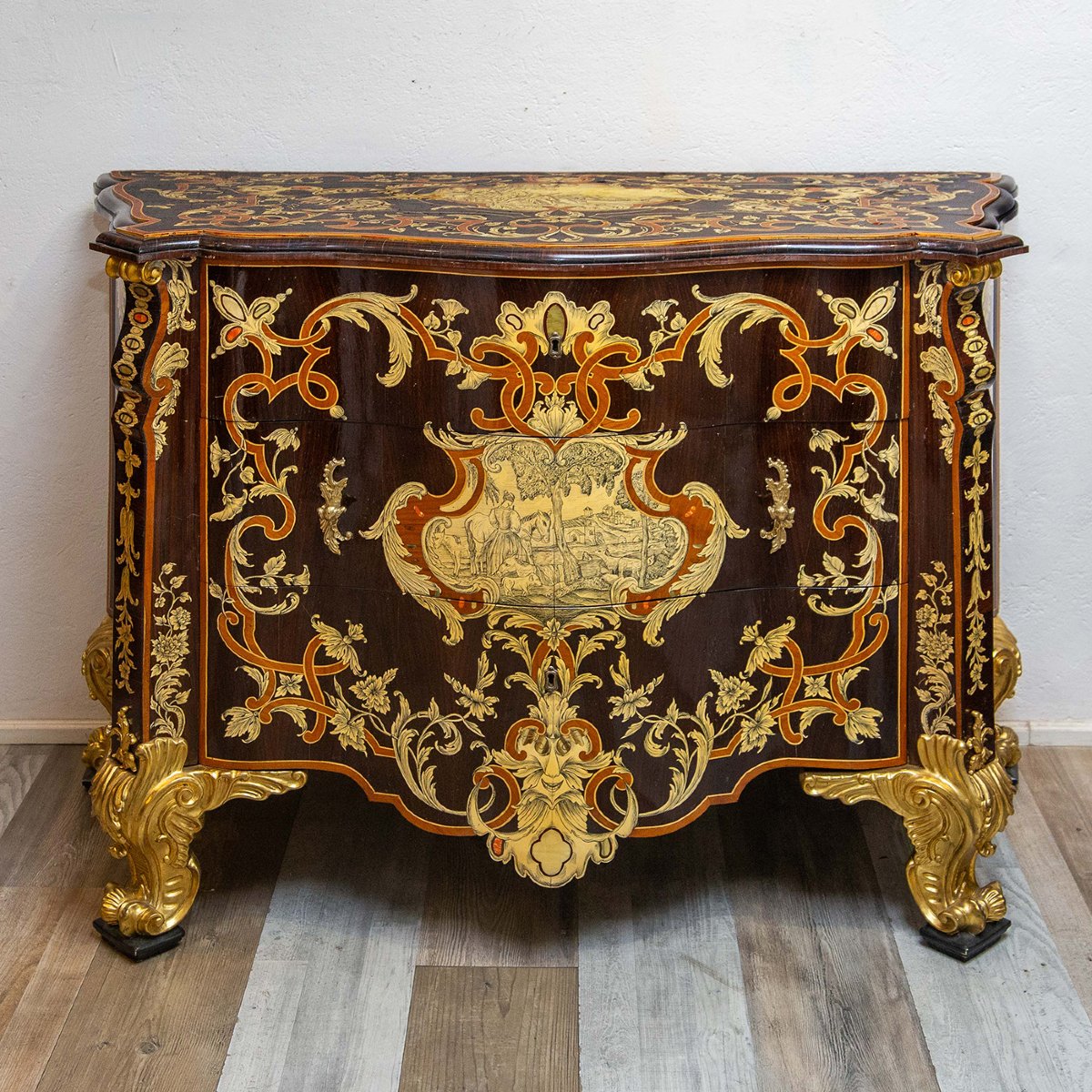 Commode à forme bombée dans le style de Pietro Piffetti, XXe siècle-photo-2