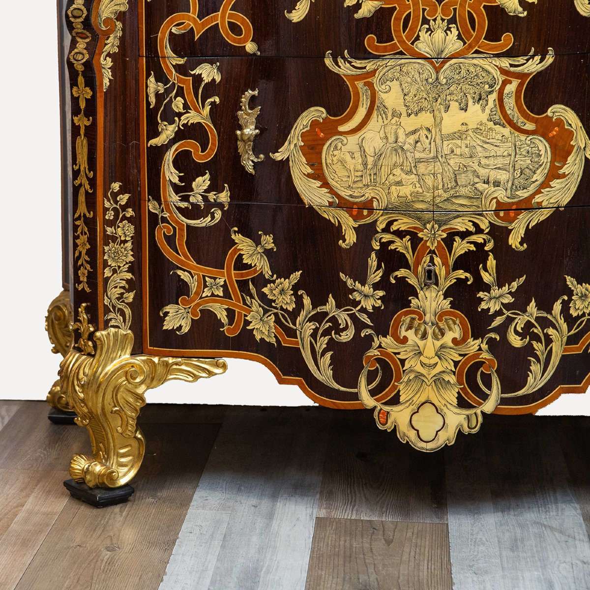 Commode à forme bombée dans le style de Pietro Piffetti, XXe siècle-photo-3