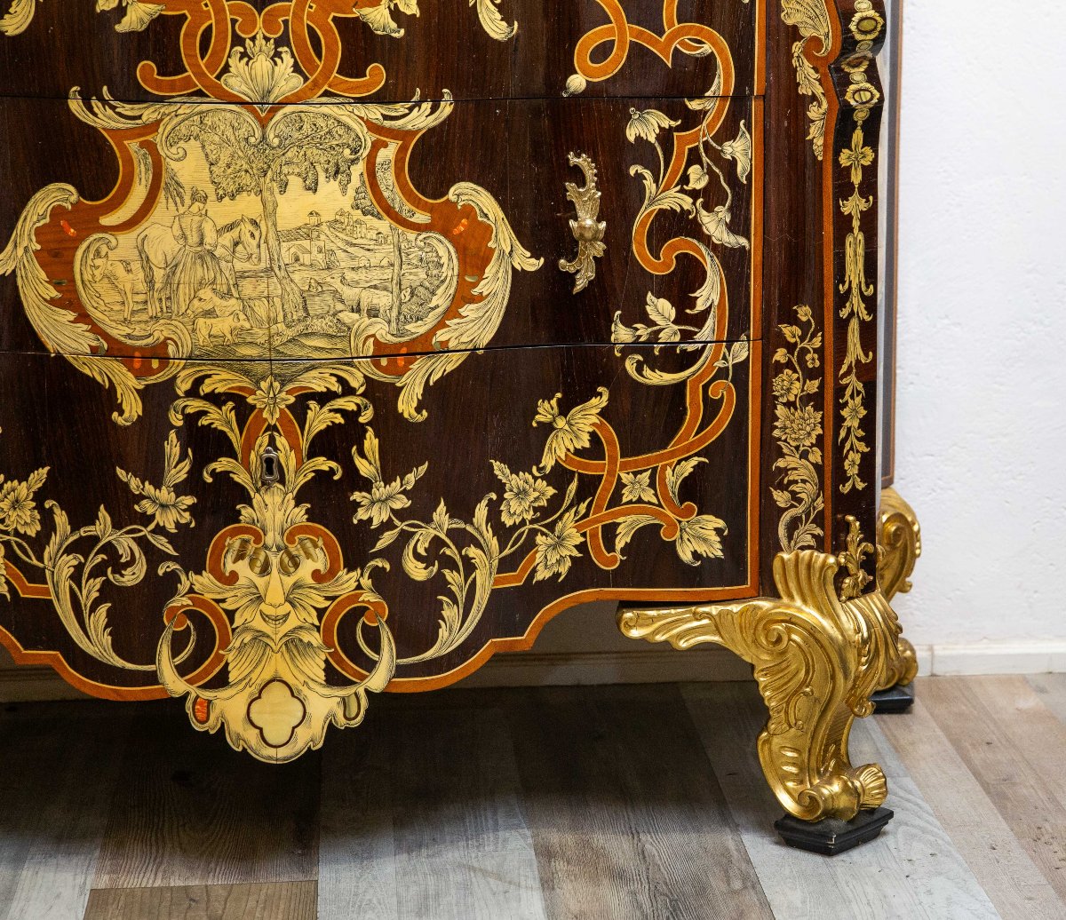 Commode à forme bombée dans le style de Pietro Piffetti, XXe siècle-photo-4