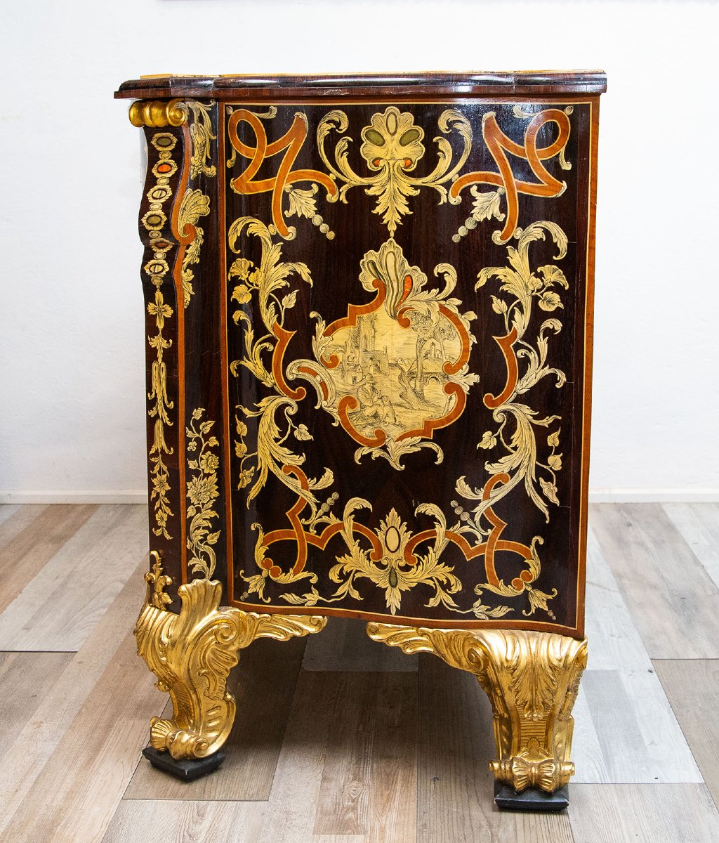 Commode à forme bombée dans le style de Pietro Piffetti, XXe siècle-photo-1