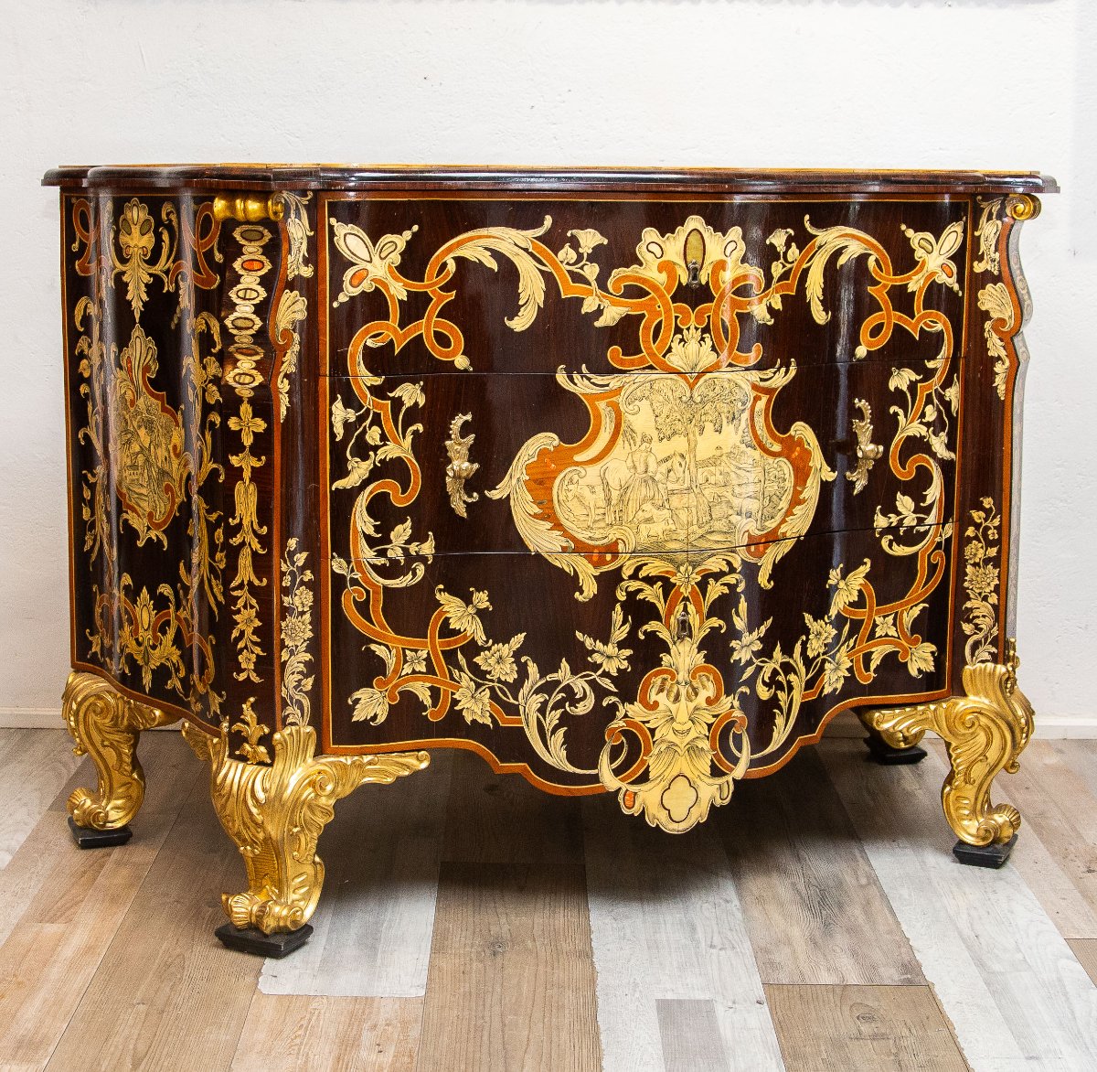 Commode à forme bombée dans le style de Pietro Piffetti, XXe siècle-photo-4