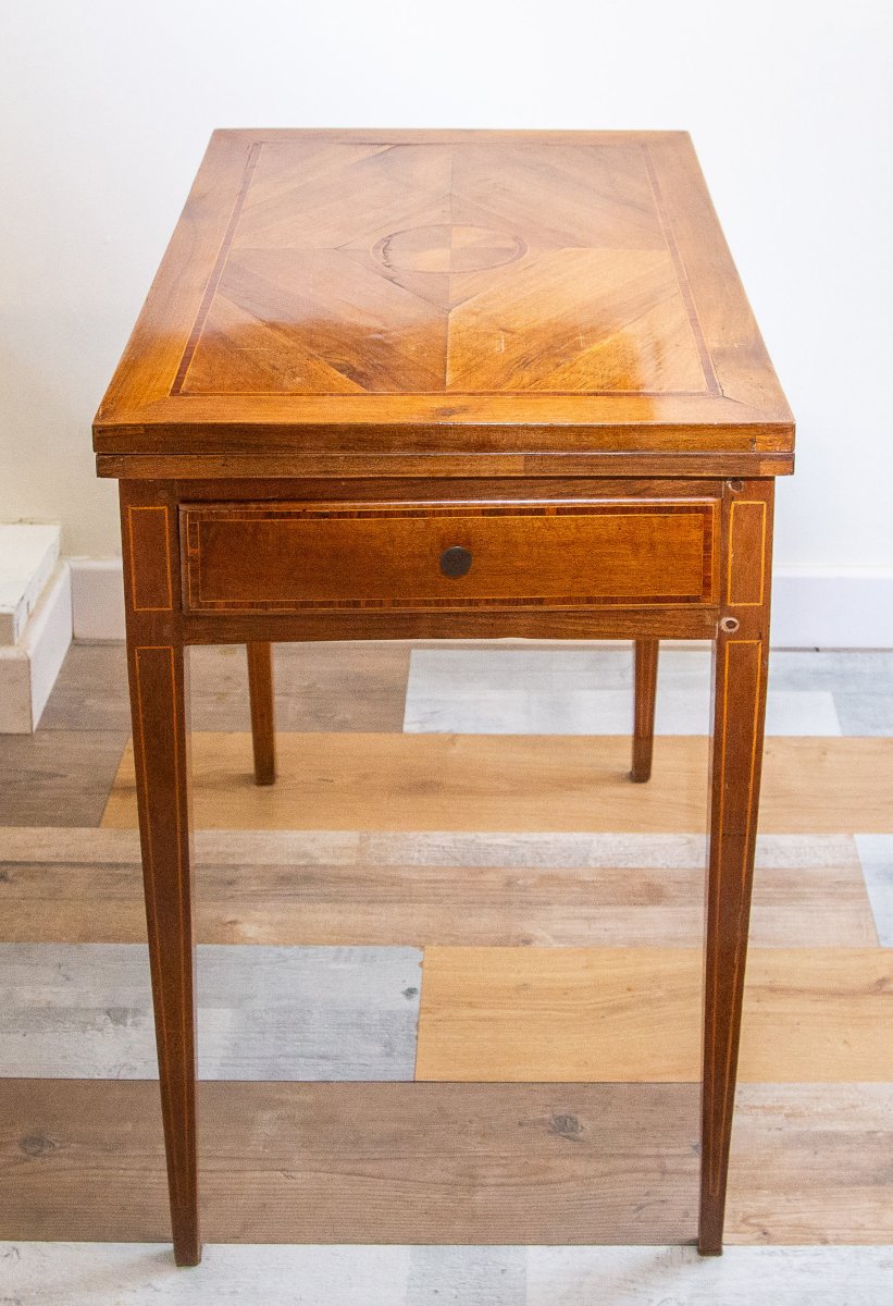 Walnut Game Table, Directoire Style, 19th Century-photo-2