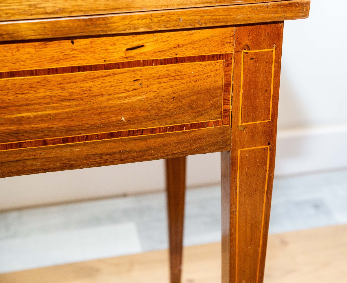 Walnut Game Table, Directoire Style, 19th Century-photo-3
