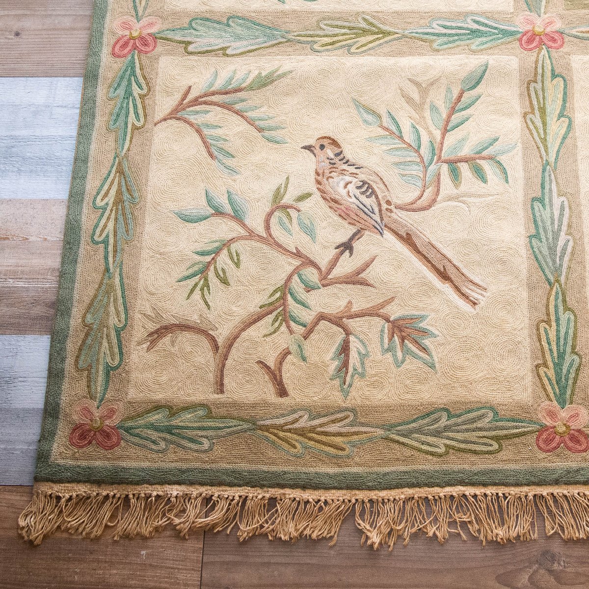 Tapisserie / Tapis, en laine, « Faune et flore », première moitié du XXe siècl-photo-4