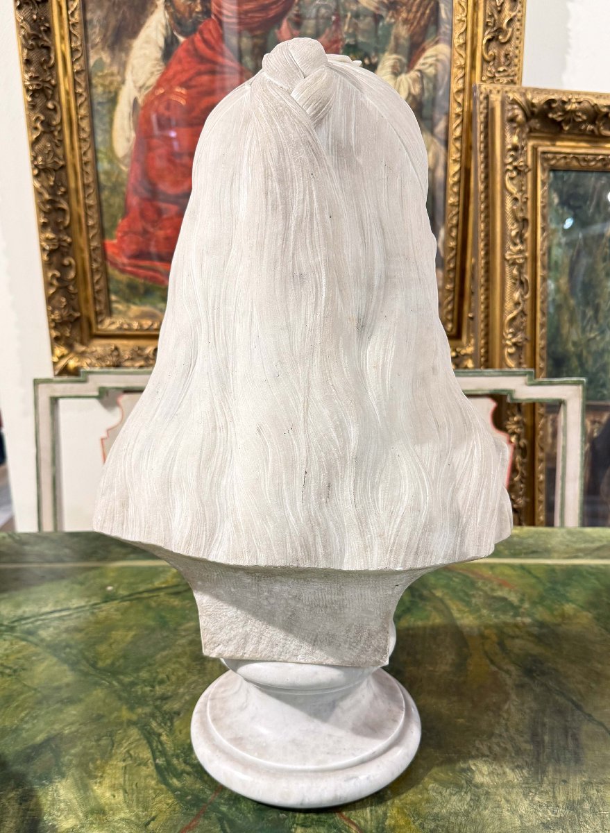 Marble Bust, "young Girl," 19th Century-photo-5