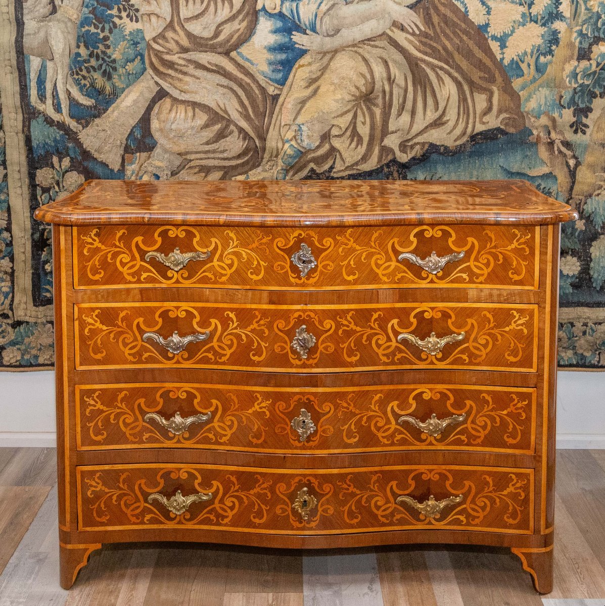 Commode en noyer marqueté, originaire du Piémont, milieu du XVIIIe siècle-photo-2