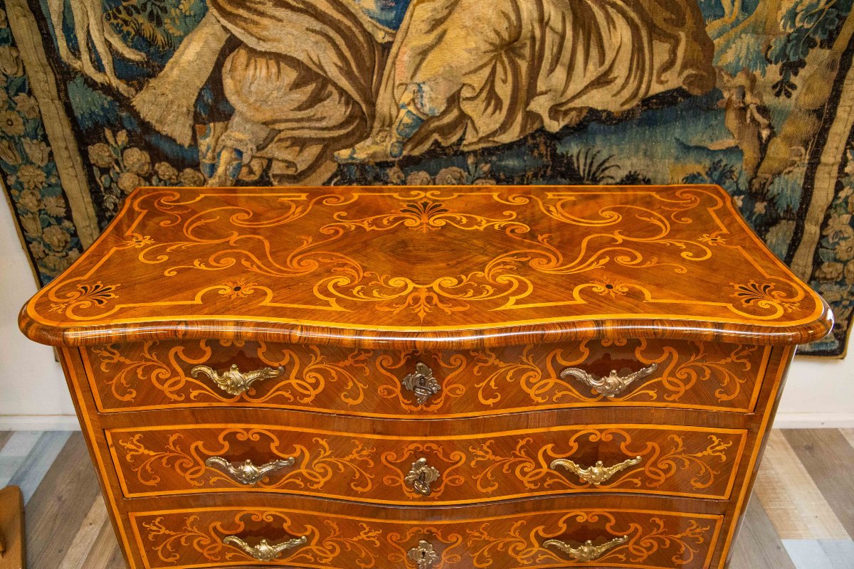 Commode en noyer marqueté, originaire du Piémont, milieu du XVIIIe siècle-photo-8