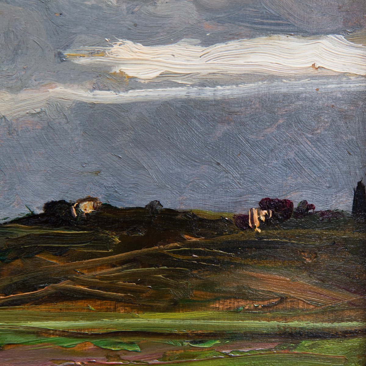 Lorenzo Delleani, "hilly Landscape," Oil On Panel, 1887-photo-3
