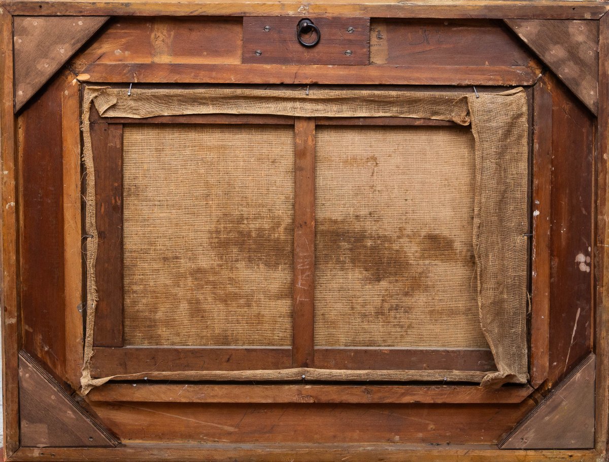 Peinture flamande, huile sur toile, « Scène de genre », XVIIIe siècle-photo-3